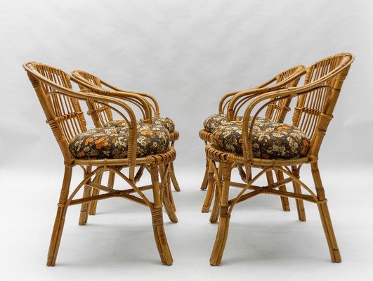 Vintage Rattan Armchairs, 1960s, Set of 4-KQB-1782210