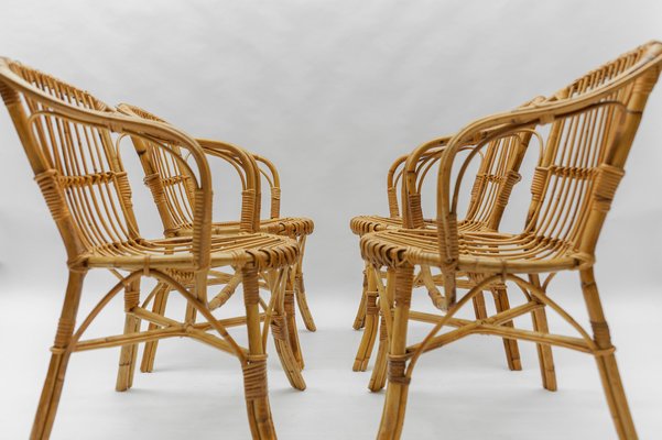 Vintage Rattan Armchairs, 1960s, Set of 4-KQB-1782210