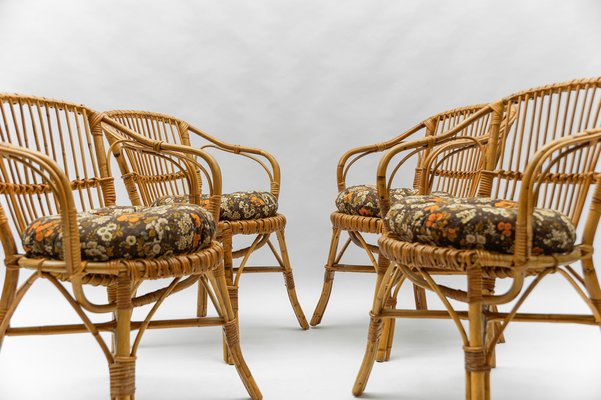 Vintage Rattan Armchairs, 1960s, Set of 4-KQB-1782210