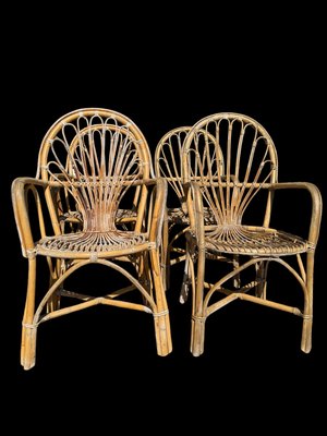 Vintage Rattan Armchairs, 1970s, Set of 4-SDV-2020024