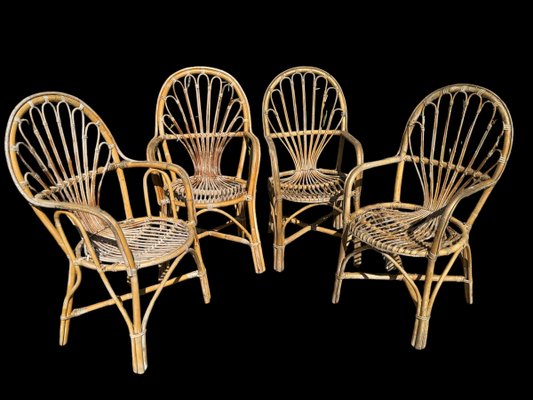 Vintage Rattan Armchairs, 1970s, Set of 4-SDV-2020024