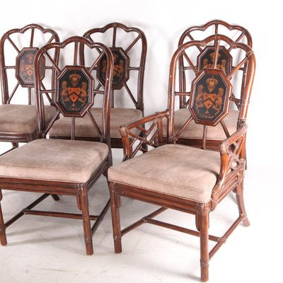 Vintage Rattan Armchairs and Side Chairs, 1970s, Set of 6-DSC-2028004