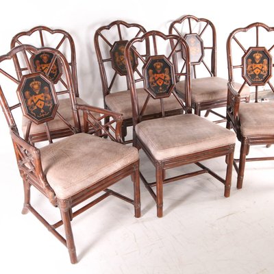 Vintage Rattan Armchairs and Side Chairs, 1970s, Set of 6-DSC-2028004