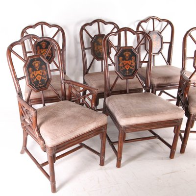 Vintage Rattan Armchairs and Side Chairs, 1970s, Set of 6-DSC-2028004