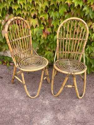 Vintage Rattan Chairs, 1960s, Set of 4-SDV-1727113