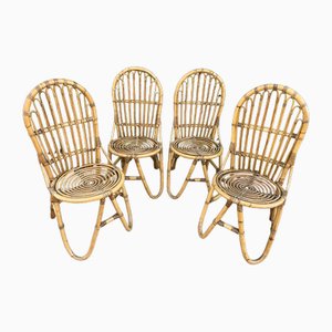 Vintage Rattan Chairs, 1960s, Set of 4-SDV-1727113