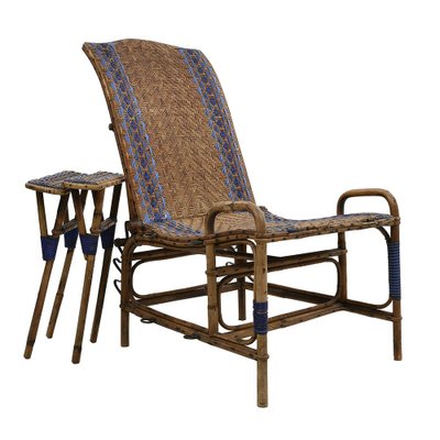 Vintage Rattan Chaise Lounge-NQ-1729775