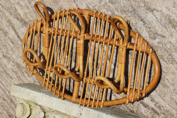 Vintage Rattan Coat Rack, Italy, 1960s-KMQ-1799144