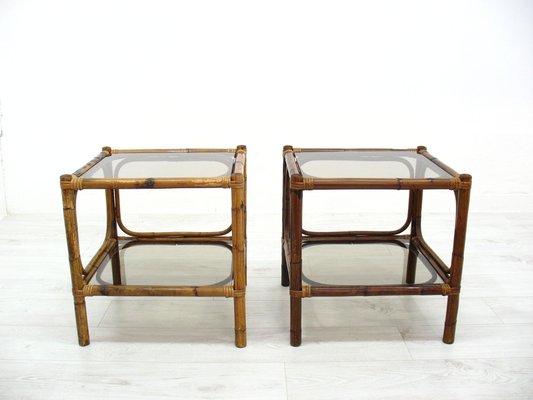 Vintage Rattan Coffee Tables, 1970s, Set of 2-WVA-1363441