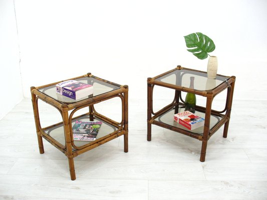 Vintage Rattan Coffee Tables, 1970s, Set of 2-WVA-1363441