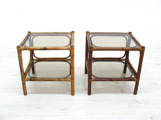 Vintage Rattan Coffee Tables, 1970s, Set of 2-WVA-1363441