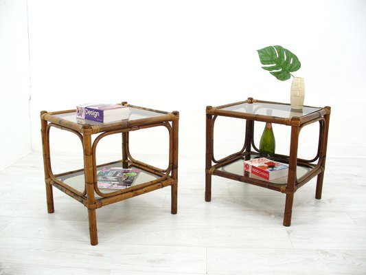 Vintage Rattan Coffee Tables, 1970s, Set of 2-WVA-1363441