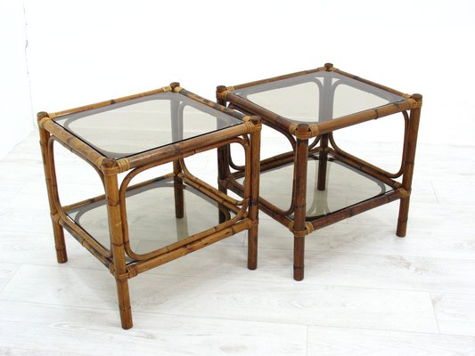 Vintage Rattan Coffee Tables, 1970s, Set of 2-WVA-1363441