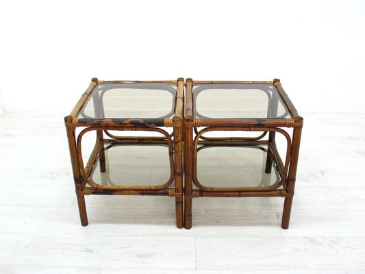 Vintage Rattan Coffee Tables, 1970s, Set of 2-WVA-1363441