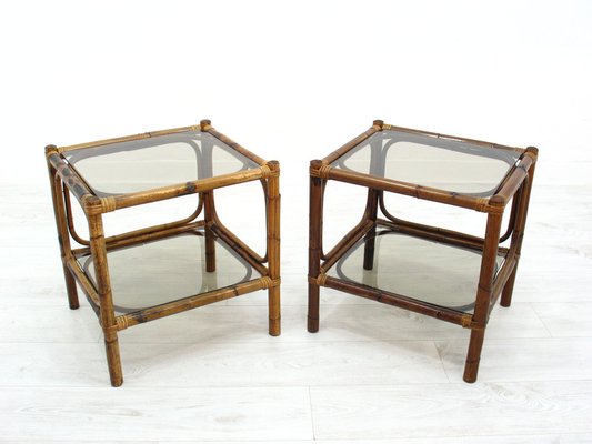 Vintage Rattan Coffee Tables, 1970s, Set of 2-WVA-1363441