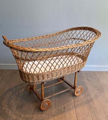 Vintage Rattan Cradle, 1950s-BA-1674740