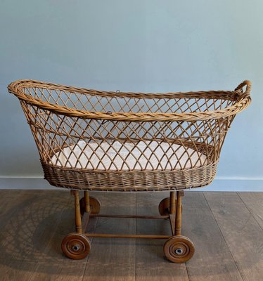 Vintage Rattan Cradle, 1950s-BA-1674740