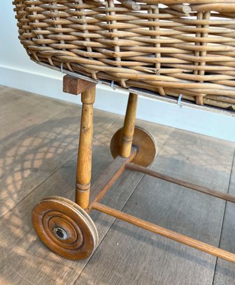 Vintage Rattan Cradle, 1950s-BA-1674740