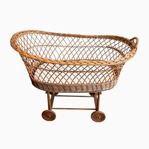 Vintage Rattan Cradle, 1950s-BA-1674740