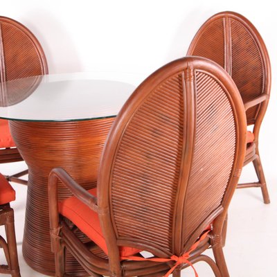 Vintage Rattan Dining Set, Set of 5-DSC-2028024