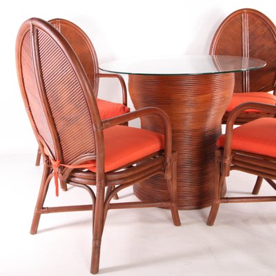 Vintage Rattan Dining Set, Set of 5-DSC-2028024