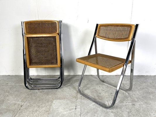 Vintage Rattan Folding Chairs, 1970s, Set of 4-IRH-1703496