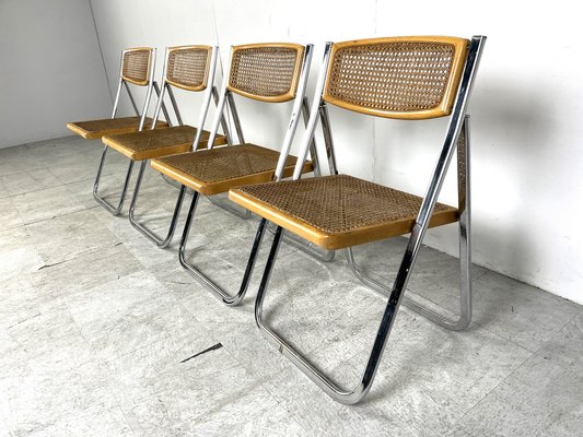 Vintage Rattan Folding Chairs, 1970s, Set of 4-IRH-1703496