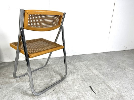 Vintage Rattan Folding Chairs, 1970s, Set of 4-IRH-1703496