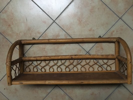 Vintage Rattan Hanging Shelf, 1970s-WQQ-834093