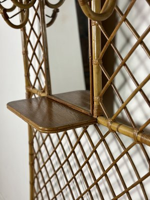 Vintage Rattan Locker Room Coat Rack, 1960s-RWZ-2036153