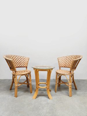 Vintage Rattan Lounge Set, 1970s, Set of 3-BW-2022225