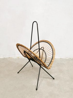 Vintage Rattan Magazine Rack, 1960s-BW-1705369