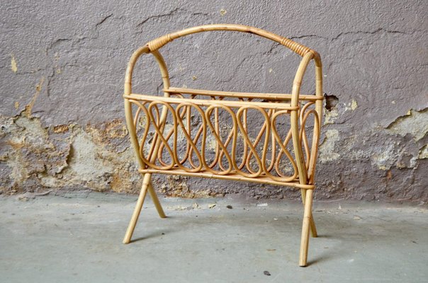 Vintage Rattan Magazine Rack, 1970s-AIU-1311439