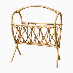 Vintage Rattan Magazine Rack, 1970s-AIU-1311439