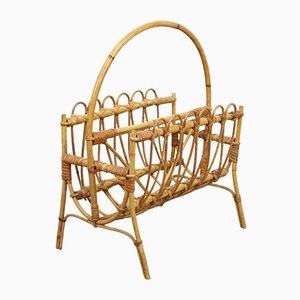 Vintage Rattan Newspaper & Magazine Rack-HGJ-912902