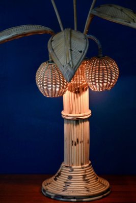 Vintage Rattan Palm Lamp, 1970s, Set of 2-AIU-1723369