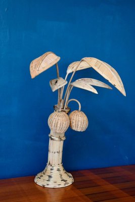 Vintage Rattan Palm Lamp, 1970s, Set of 2-AIU-1723369