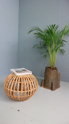 Vintage Rattan Pouf attributed to Dirk Van Sliedrecht, 1960s-DT-2026216