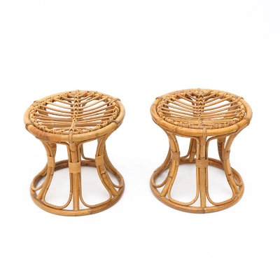 Vintage Rattan Stools, 1960s, Set of 2-EZ-1794315