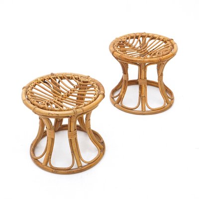 Vintage Rattan Stools, 1960s, Set of 2-EZ-1794315