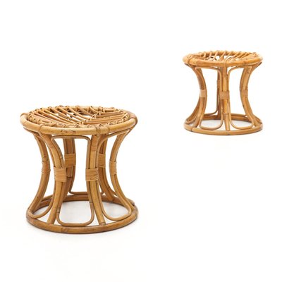 Vintage Rattan Stools, 1960s, Set of 2-EZ-1794315