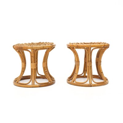 Vintage Rattan Stools, 1960s, Set of 2-EZ-1794315