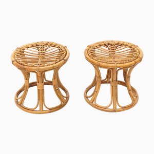 Vintage Rattan Stools, 1960s, Set of 2-EZ-1794315