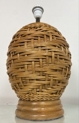 Vintage Rattan Table Lamp, 1970s, Italy-WZZ-972957