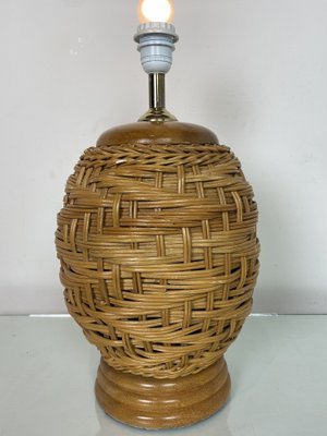 Vintage Rattan Table Lamp, 1970s, Italy-WZZ-972957