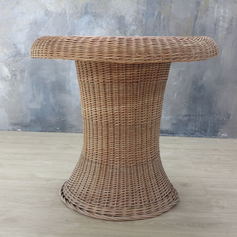 Vintage Rattan Table with Built-in Wooden Board, 1970s