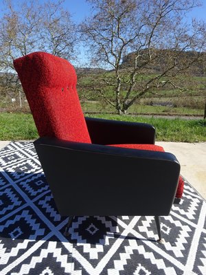 Vintage Red and Black Chairs with Compass Feet, 1970s, Set of 2-ABK-2024468