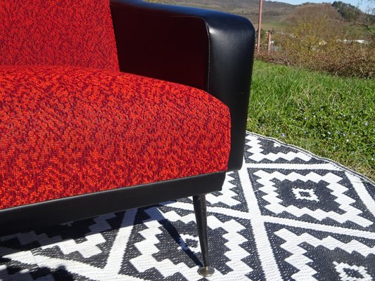 Vintage Red and Black Chairs with Compass Feet, 1970s, Set of 2-ABK-2024468