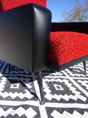 Vintage Red and Black Chairs with Compass Feet, 1970s, Set of 2-ABK-2024468