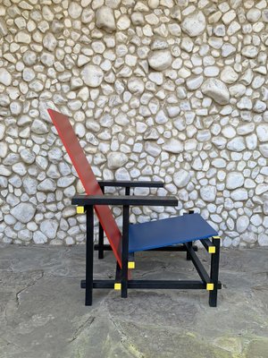 Vintage Red and Blue Armchair by Gerrit Thomas Rietveld, 1970s-ZM-1818396